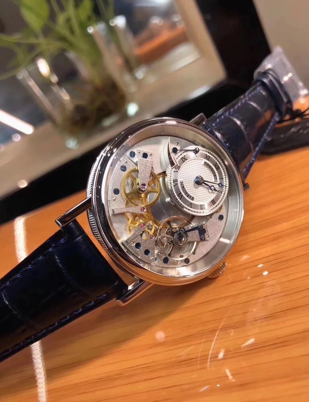 SF宝玑传世系列7057BB/11/9W6男士机械手表，1比1原装开模 动能显示功能 手动机械机芯，皮表带，透底