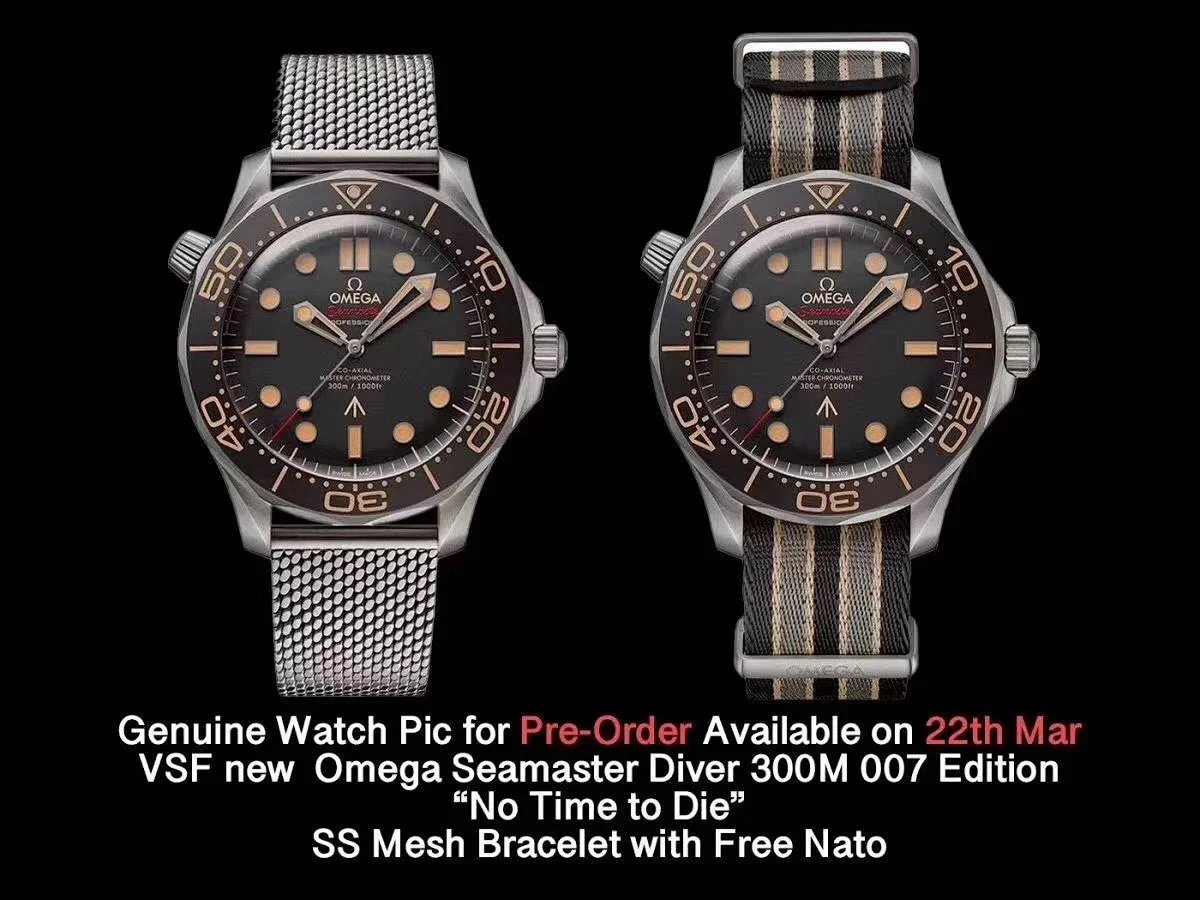 【新款推荐少量货】VS厂欧米茄海马300米邦德007-无暇赴死。 男士腕表，精钢表带，自动机械机芯，透底