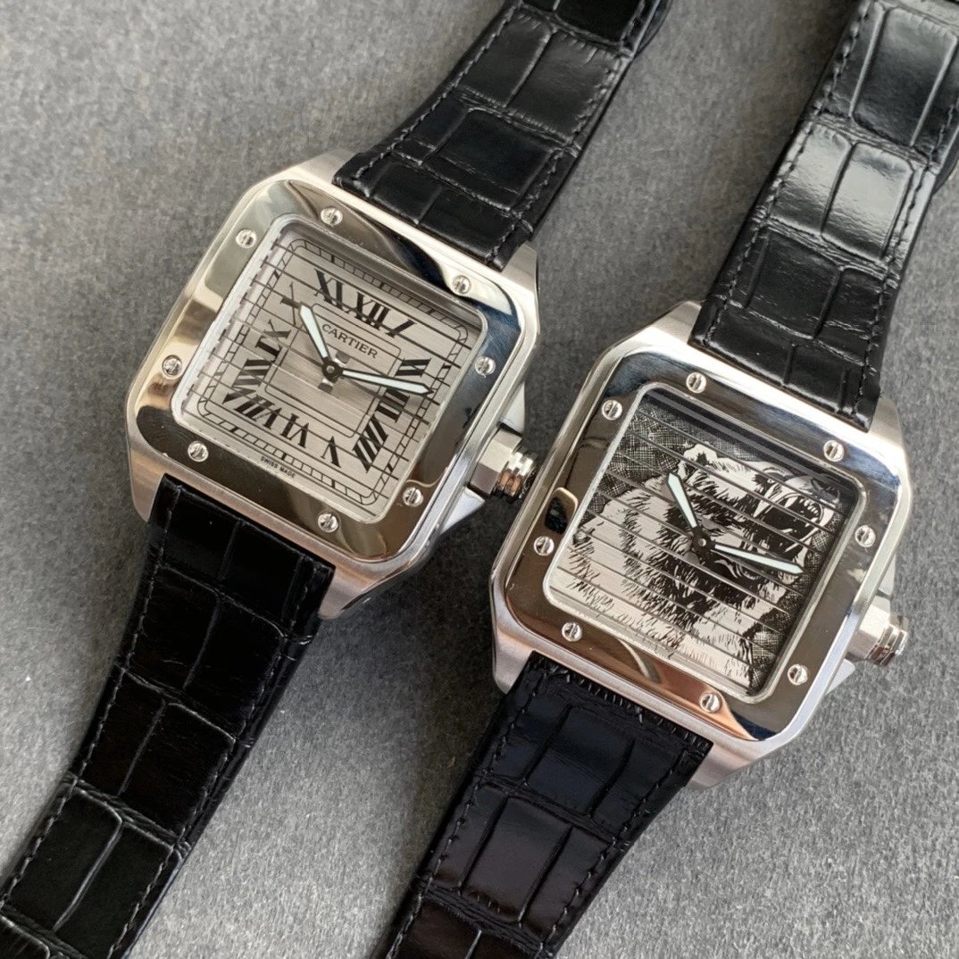 WWF2020新款卡地亚山度士系列WM505914三面一体腕表，尺寸45mm，男士腕表，皮表带，自动机械机芯，密底。