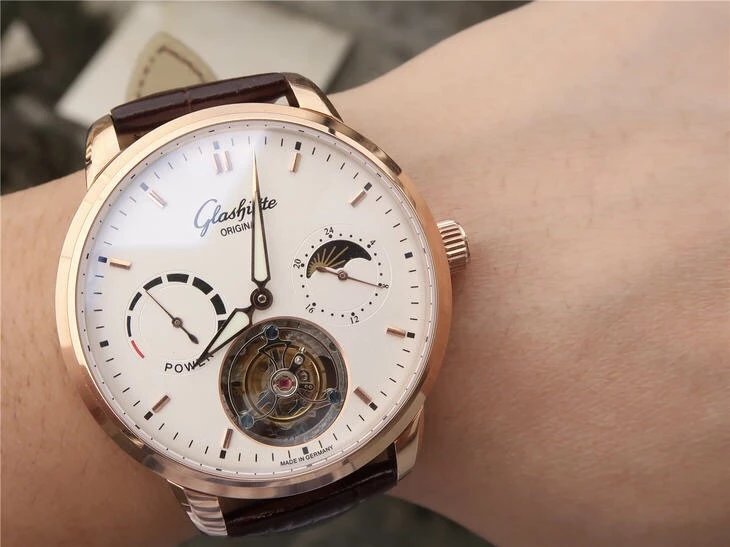 格la苏蒂原创精髓参议员系列真陀飞轮，全自动机械动能显示24小时日月星辰真陀飞轮手表