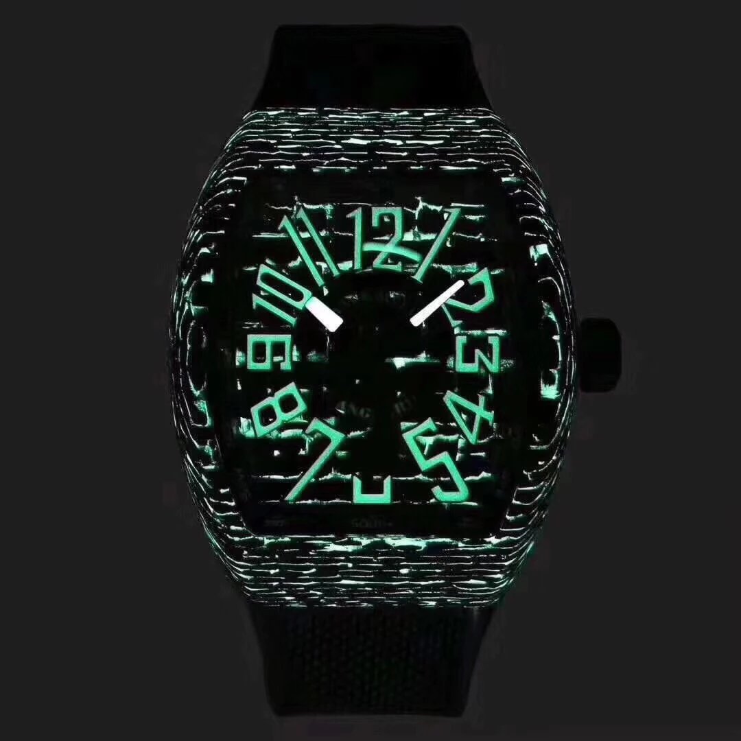 FML碳纤维夜光版黑盘黄字橡胶带男自动机械手表