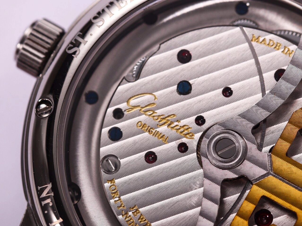 TZ厂格拉苏蒂原创偏心系列1-66款PanoInverseXL男士腕表，自动机械机芯，皮表带，透底。42mm
