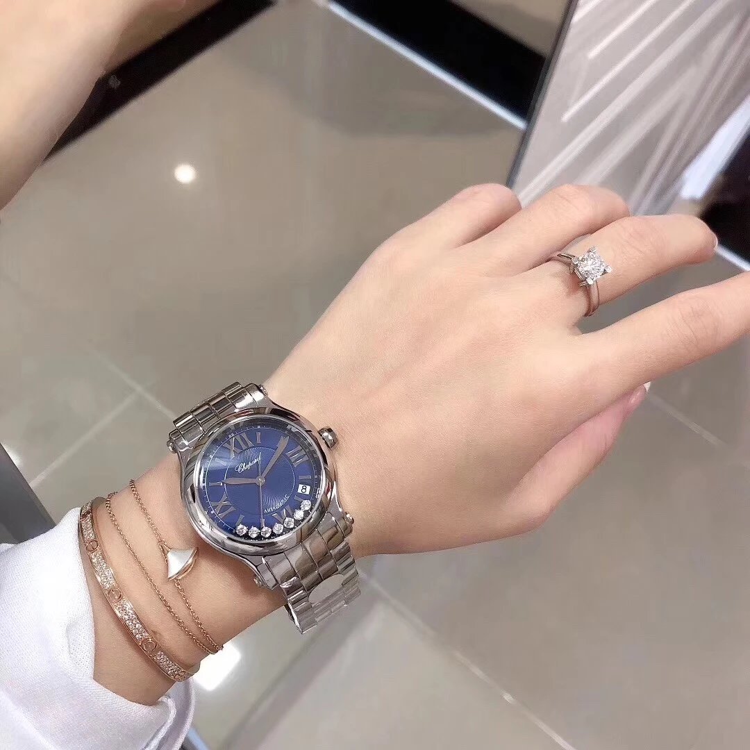YF厂萧邦快乐钻石七钻女士手表市面上最高版本钢带版钢带加表盘七个碎钻设计简约大气中带女人味