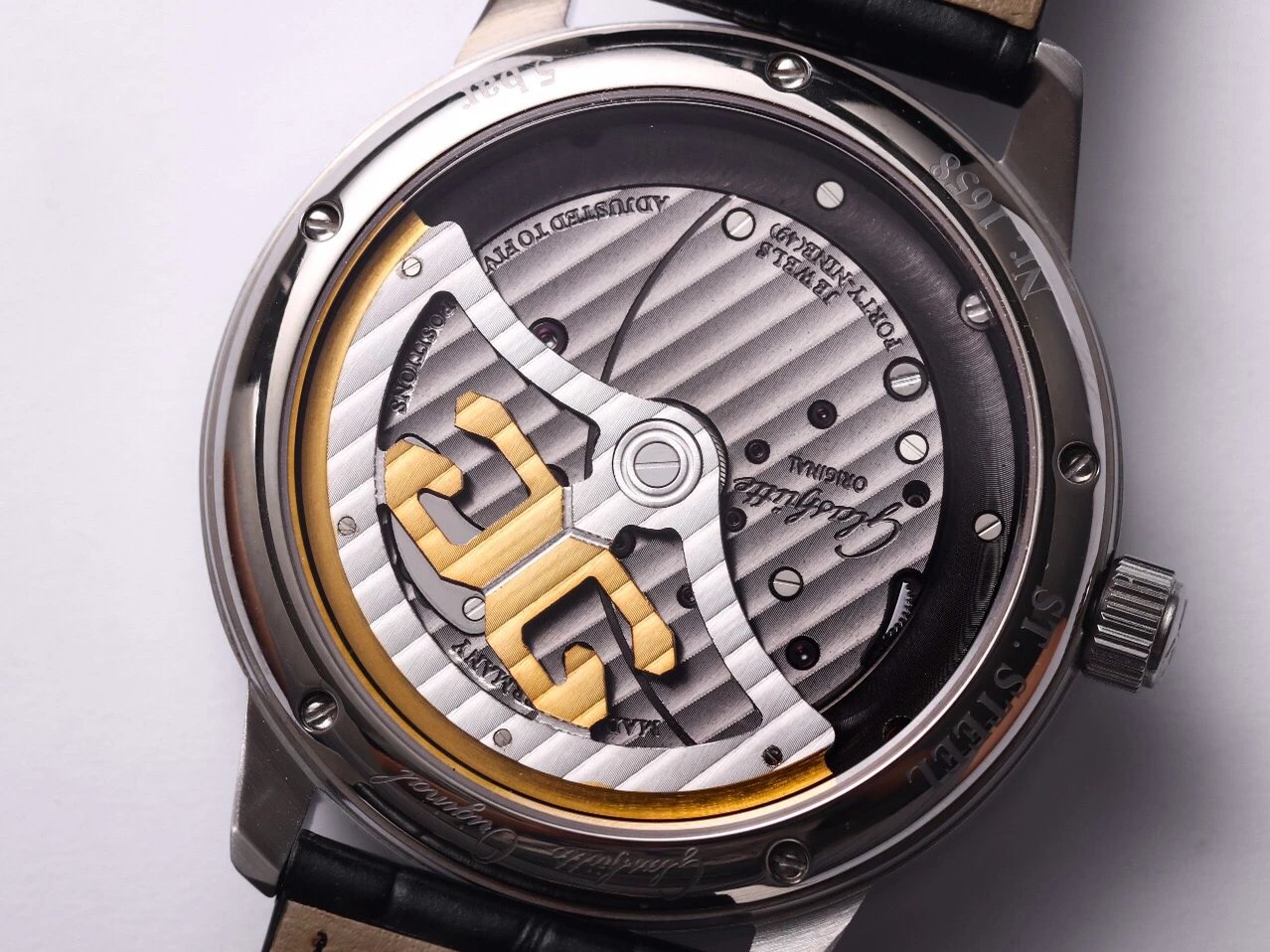 TZ厂格拉苏蒂原创偏心系列1-66款PanoInverseXL男士腕表，自动机械机芯，皮表带，透底。42mm