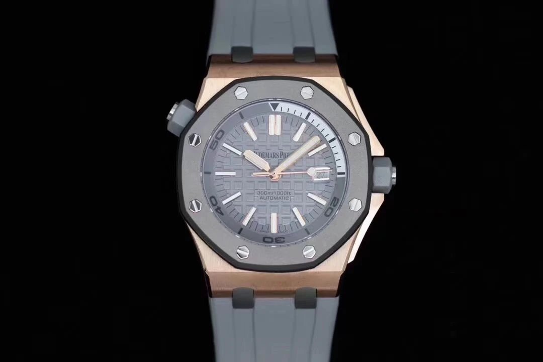 最高品质AP橡树离岸型潜水腕表系列最新款15711OI.OO.A006CA.01灰色主题色彩搭配玫瑰金表男手表