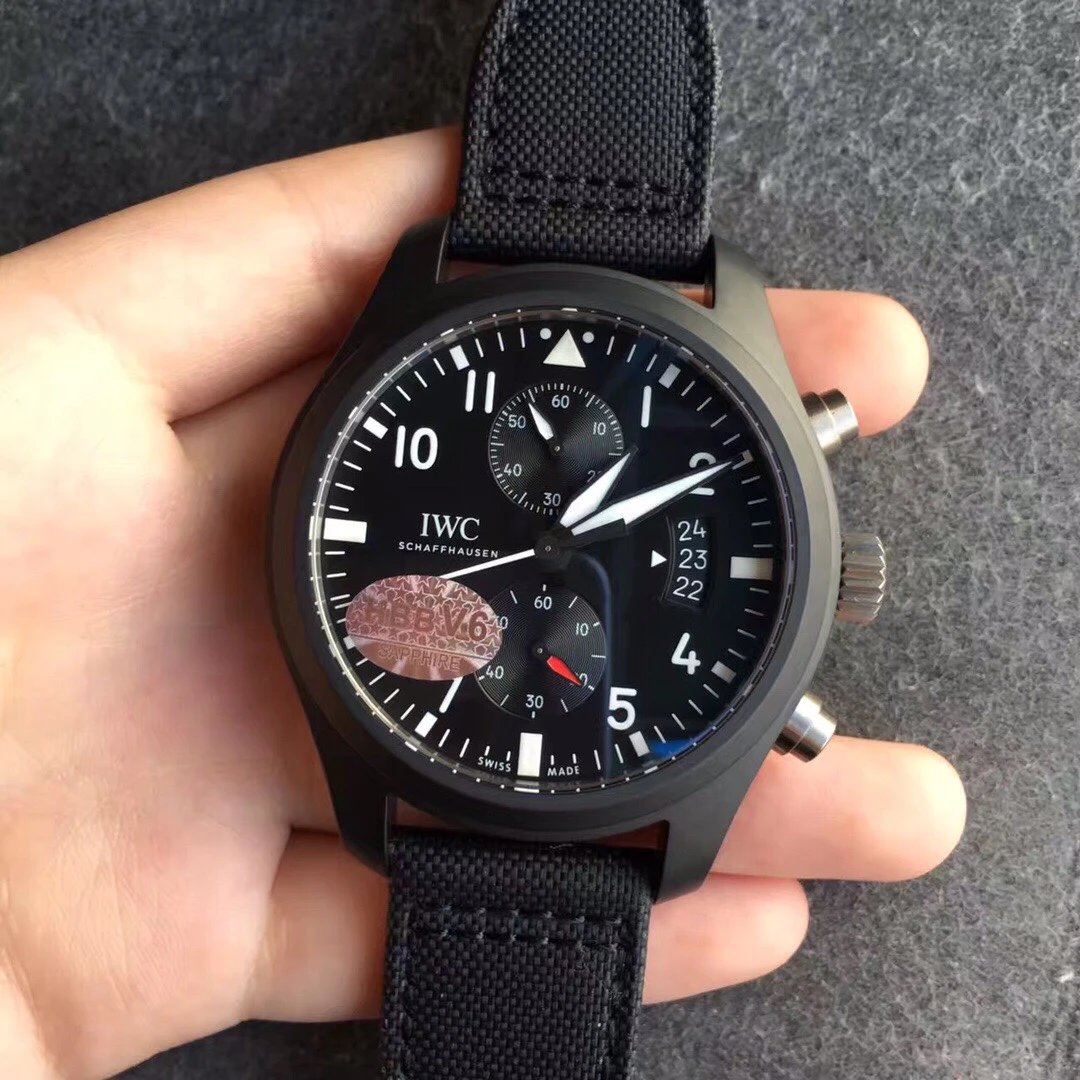 V6厂新品，IWC万国飞行员系列TOPGUN陶瓷壳，上圈改60分计时手表、男表、机械表、包邮