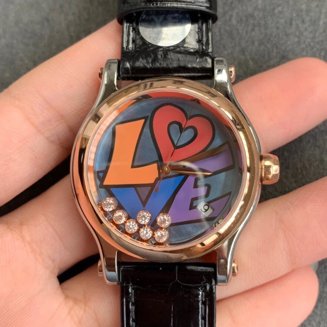 YF厂新款力作，萧邦快乐钻石系列LOVE限量款手表、女表、机械表、包邮